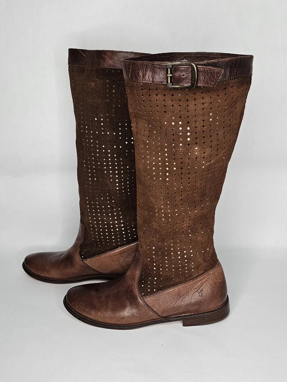 Frye Leather Suede Sloutch Perforated Brown Riding Boots 9